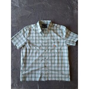 Carhartt Force Sun Defender Plaid Short Sleeve Shirt Mens Large Green Raw Hem